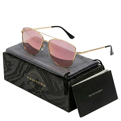 Gafas de Sol Polarizado Hawkers LAX Oro Rosa Espejado Unisex Talla 57mm