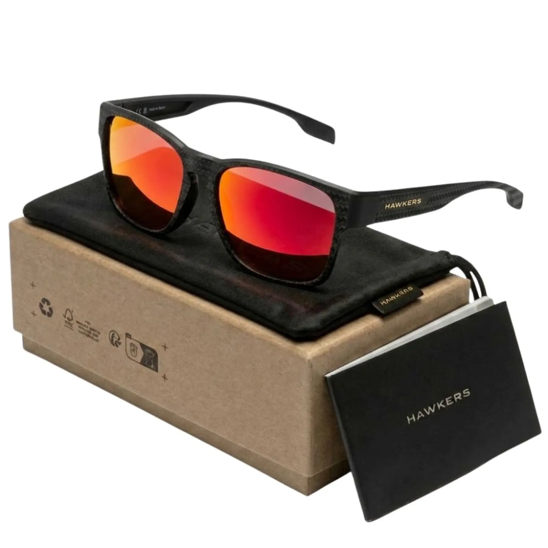 Gafas de Sol Polarizado Hawkers CORE RAW CARBON FIBER Rojo Espejado Unisex Talla 56mm 1