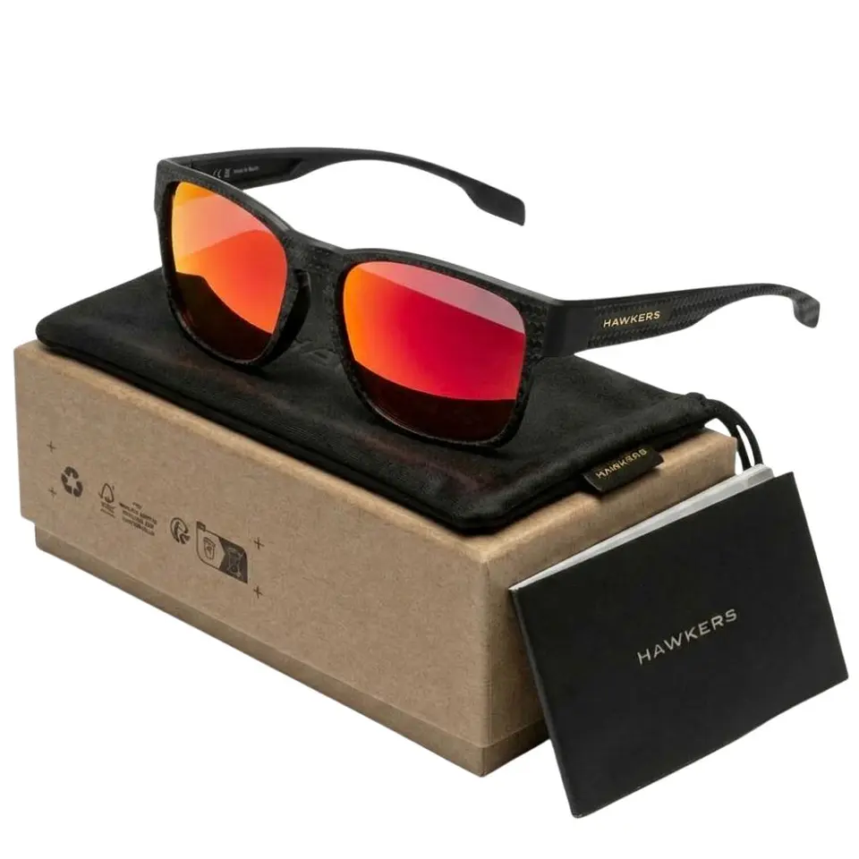 Gafas de Sol Polarizado Hawkers CORE RAW CARBON FIBER Rojo Espejado Unisex Talla 56mm 1