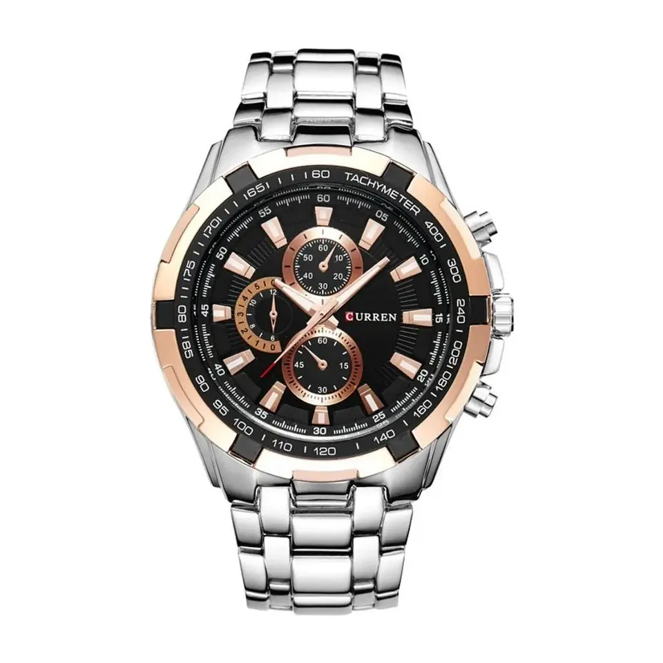 Reloj Analogo Curren KRE02192001 para Hombre en Acero Color Plateado-Oro Rosa 1