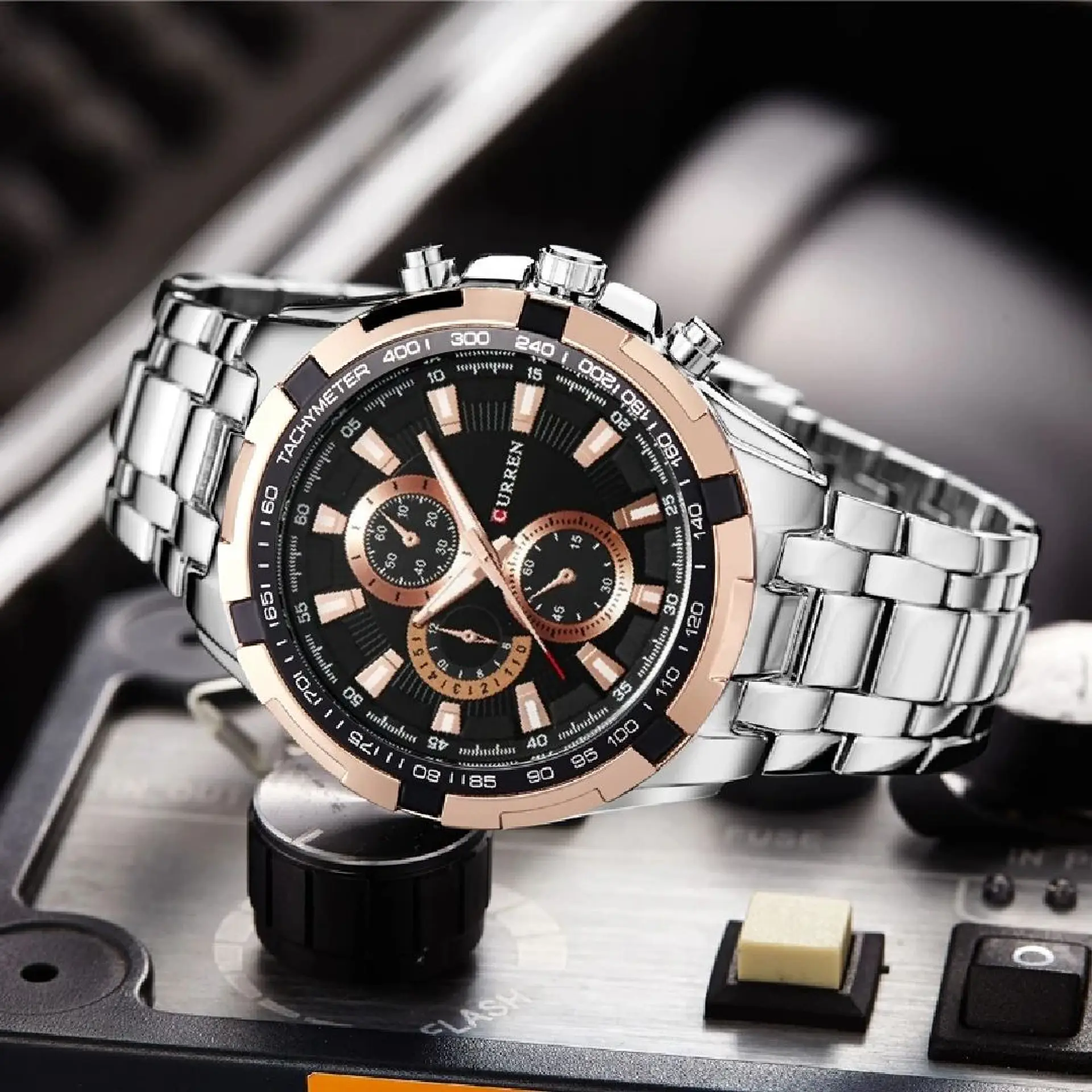 Reloj Analogo Curren KRE02192001 para Hombre en Acero Color Plateado-Oro Rosa 5