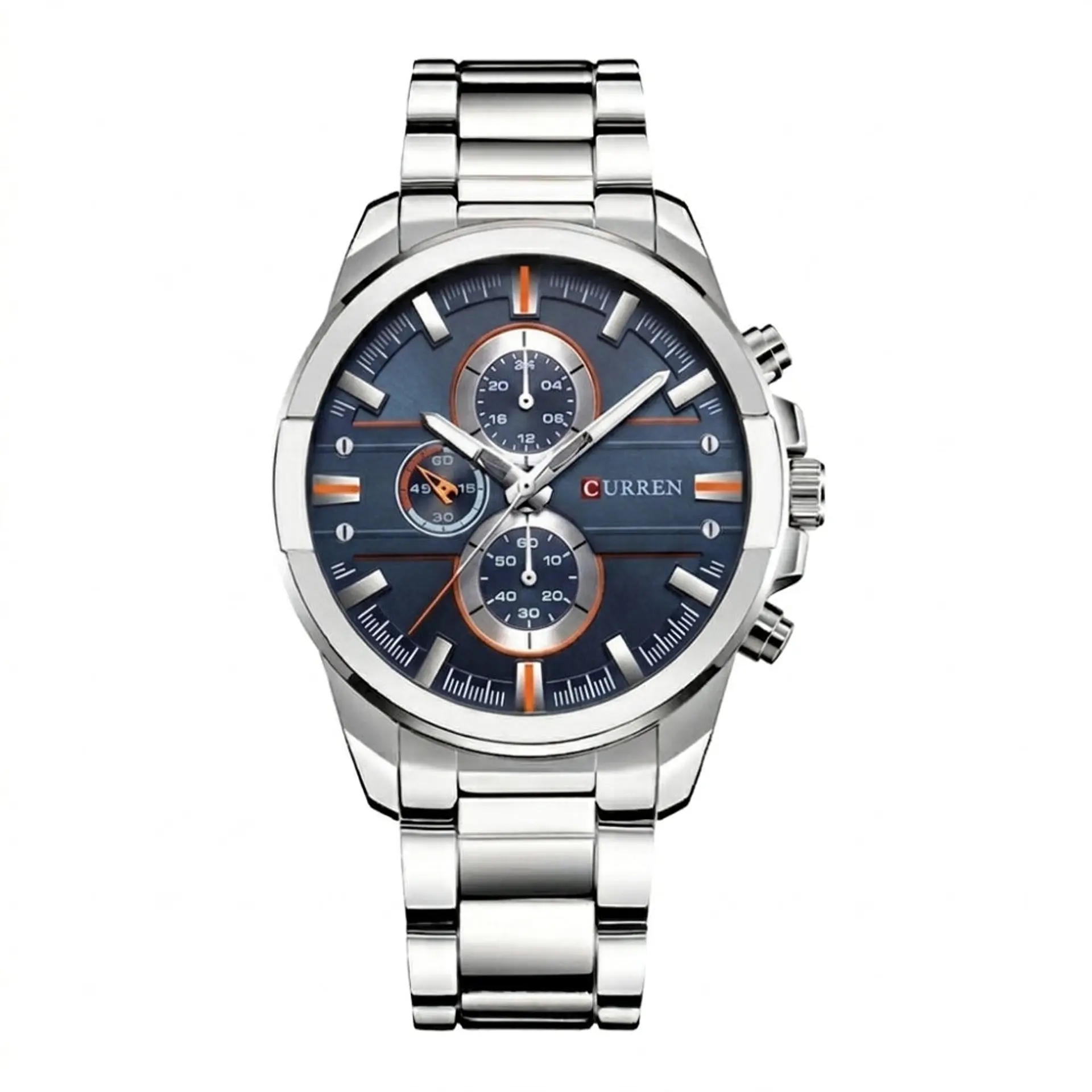 Reloj Analogo Curren KREB491903 8274 para Hombre en Acero Color Plateado y Azul 1