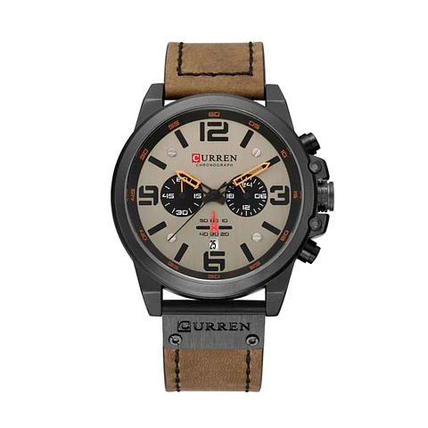Reloj Analogo Curren KREC160123 para Hombre en Cuero Color Negro - Marron