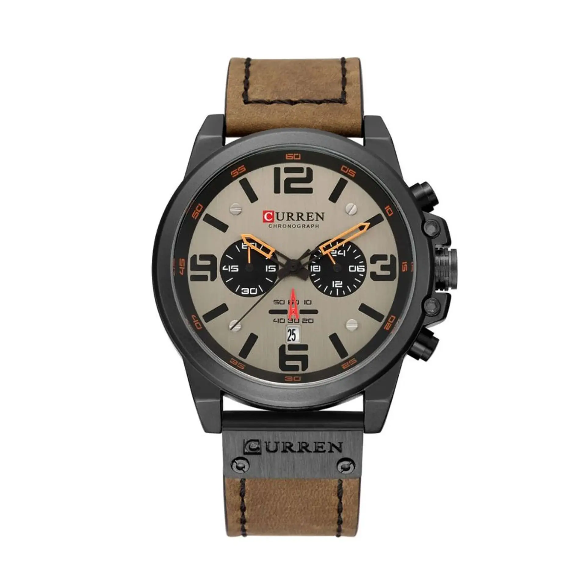 Reloj Analogo Curren KREC160123 para Hombre en Cuero Color Negro - Marron 1
