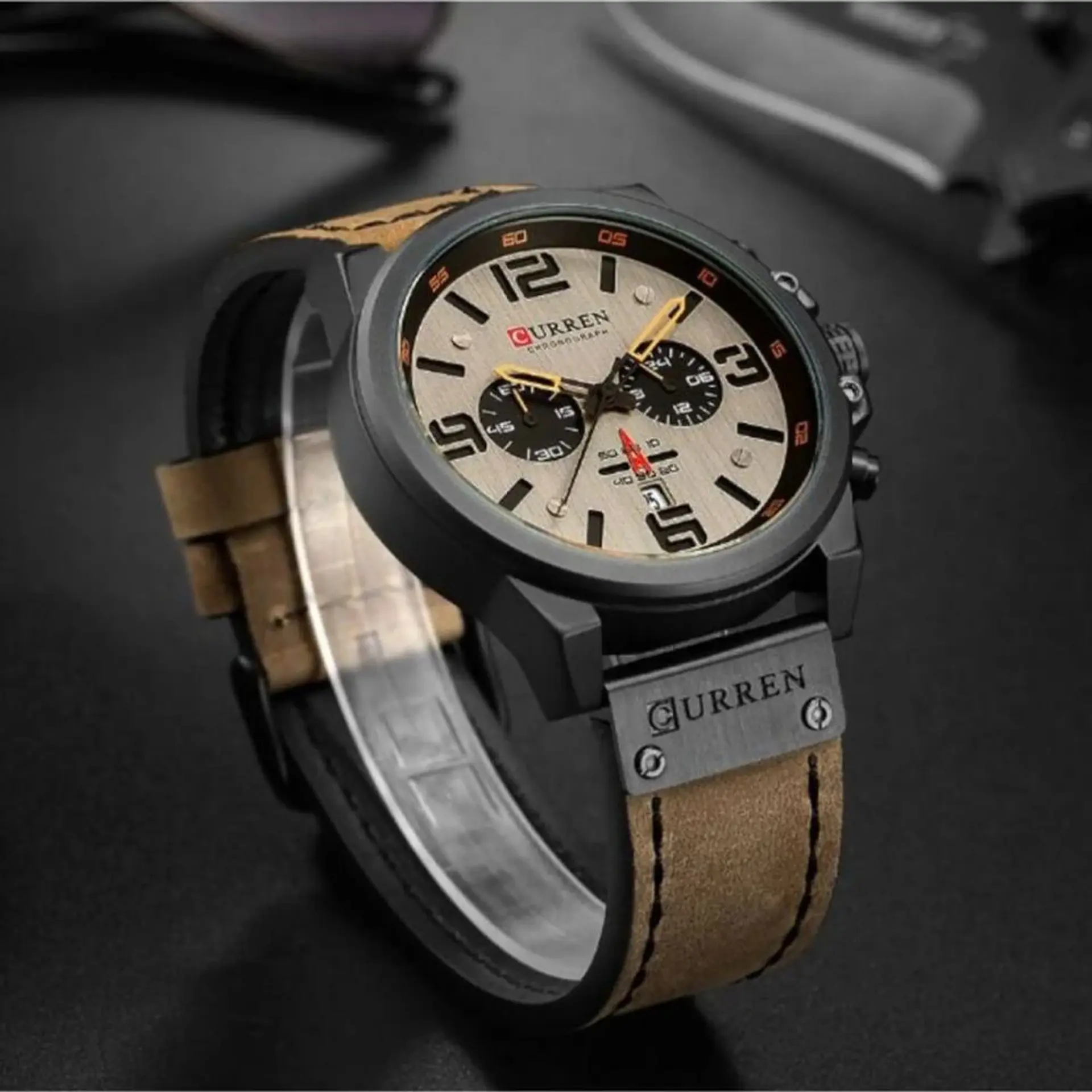 Reloj Analogo Curren KREC160123 para Hombre en Cuero Color Negro - Marron 4