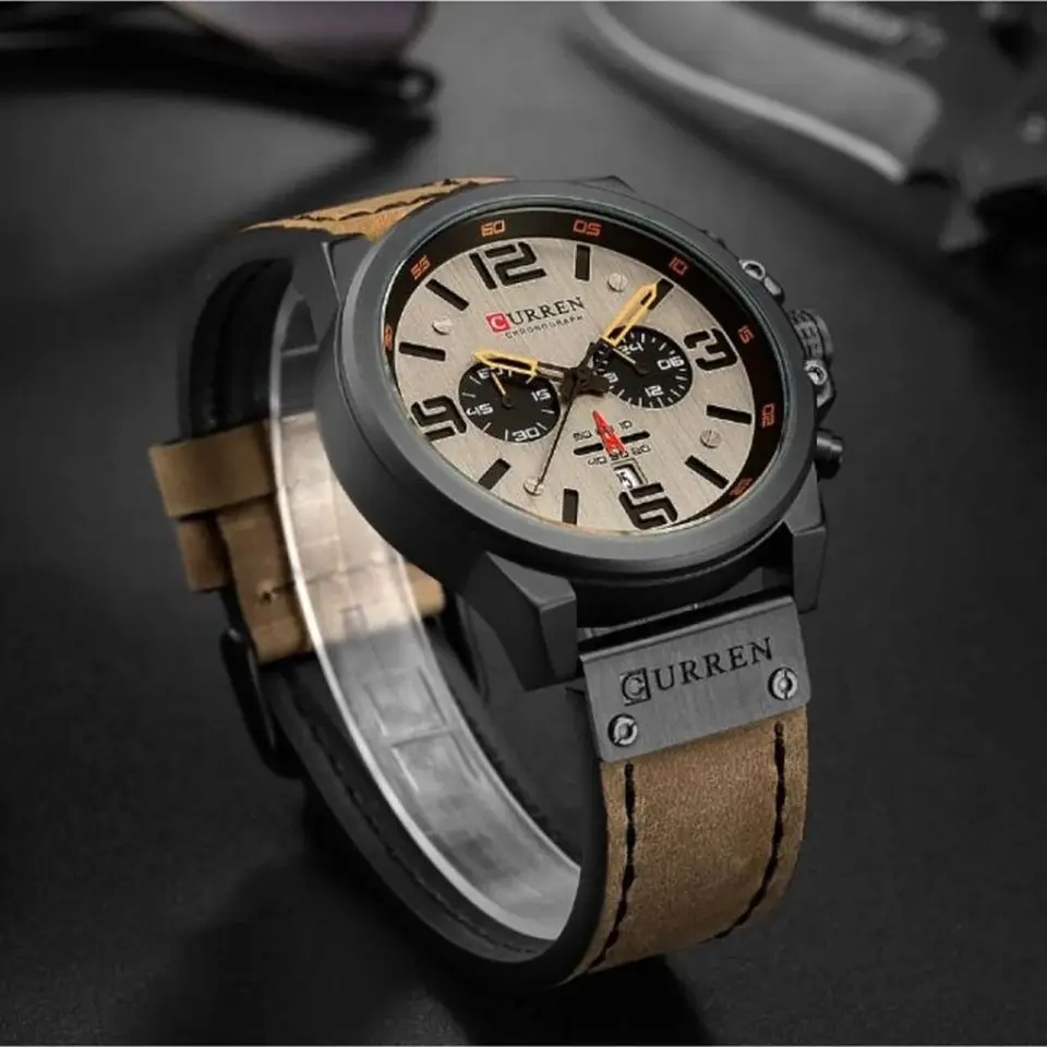 Reloj Analogo Curren KREC160123 para Hombre en Cuero Color Negro - Marron 4