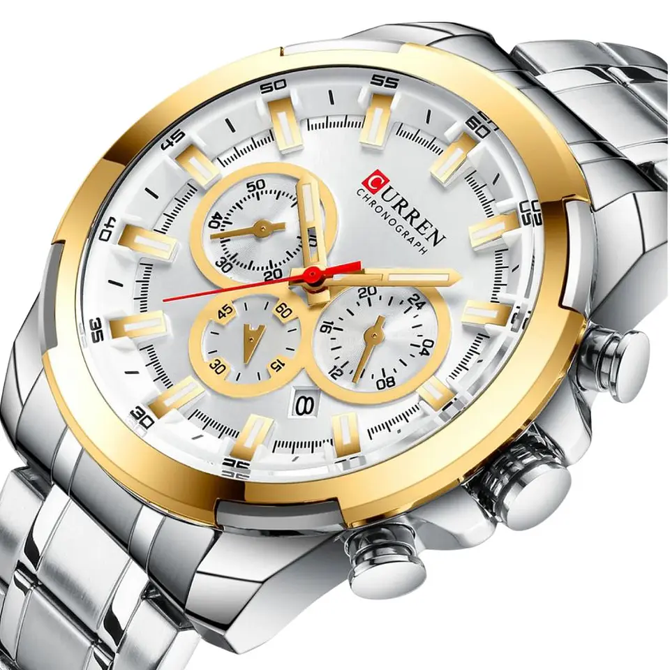 Reloj Analogo Curren KREC941902 para Hombre en Acero Color Plateado - Dorado 3