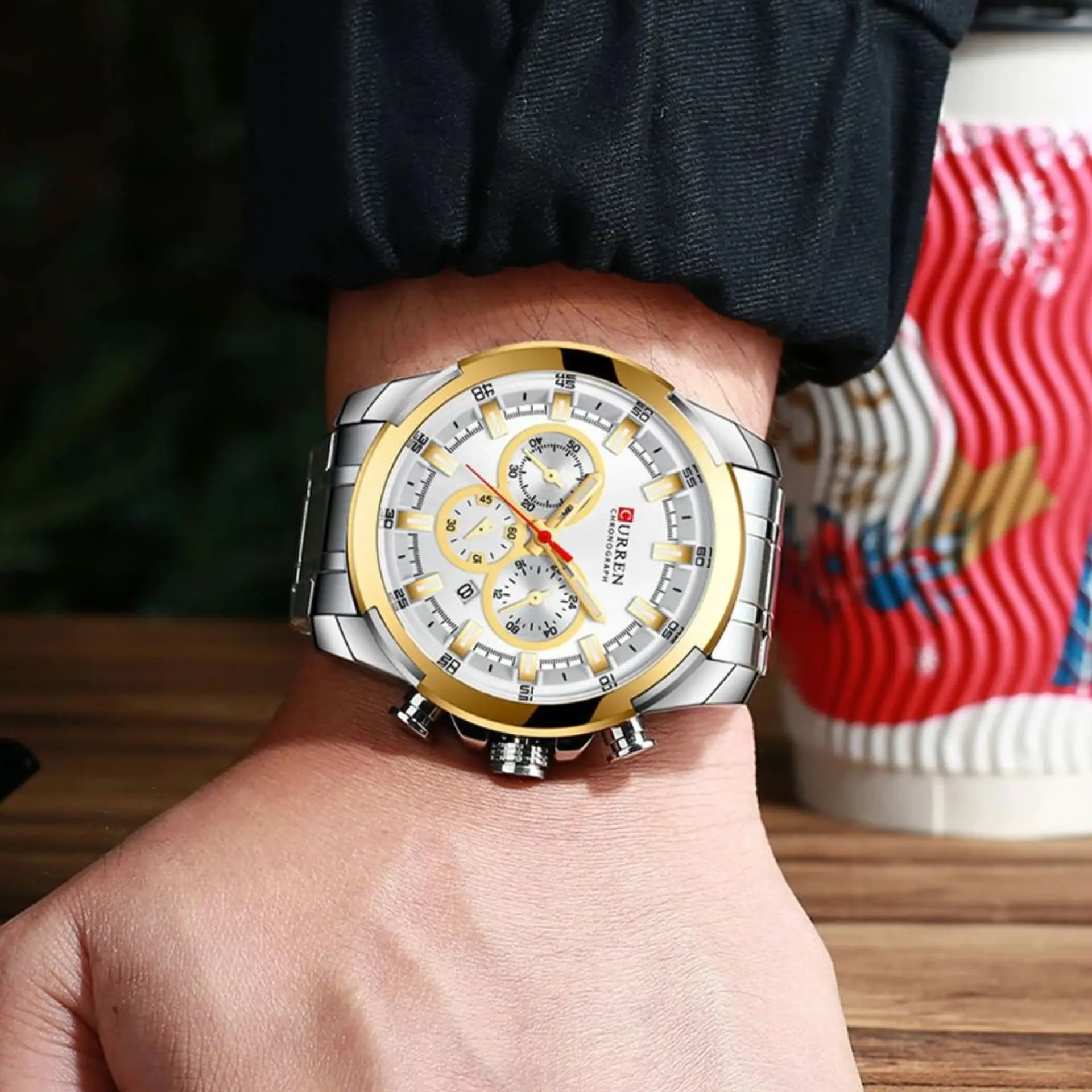 Reloj Analogo Curren KREC941902 para Hombre en Acero Color Plateado - Dorado 6