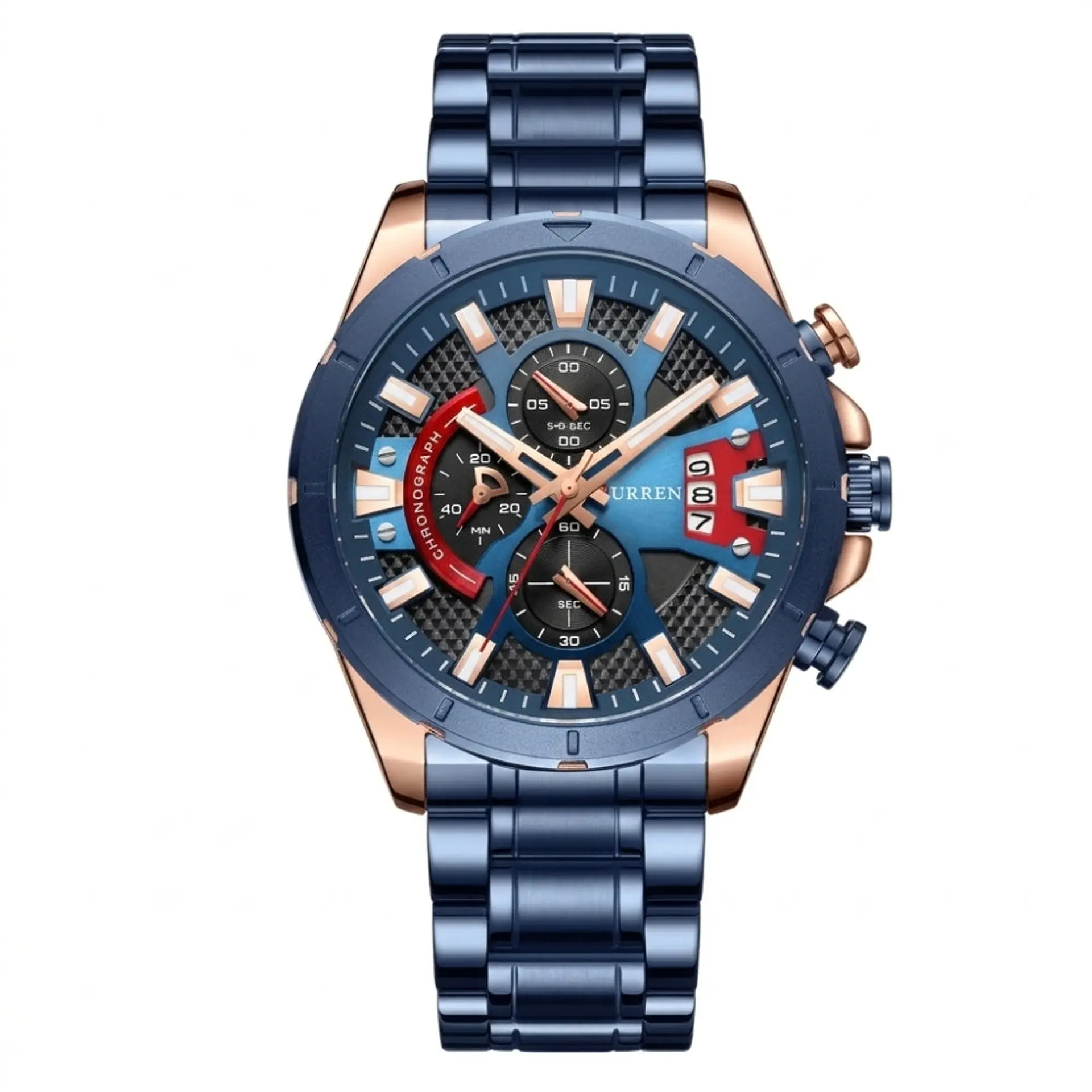 Reloj Analogo Curren KRED42003 para Hombre en Acero Color Azul - Dorado 1