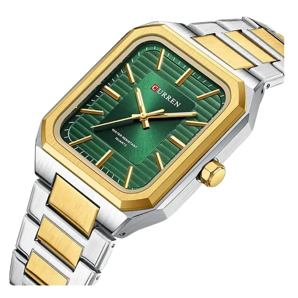 Reloj Analogo Curren KREE0401 para Hombre en Acero Color Dorado - Verde 3