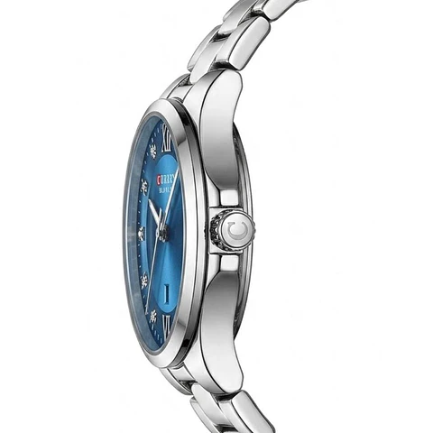 Reloj Analogo Curren KREE3302 para Hombre en Acero Color Plateado - Azul
