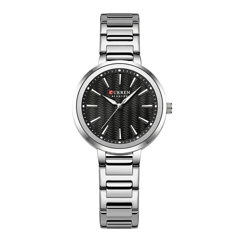 Reloj Analogo Curren KREE3801 para Mujer en Acero Color Plateado - Negro