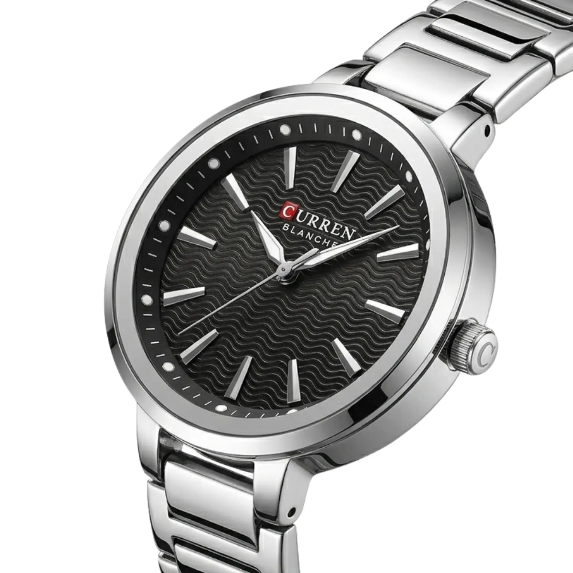 Reloj Analogo Curren KREE3801 para Mujer en Acero Color Plateado - Negro 3
