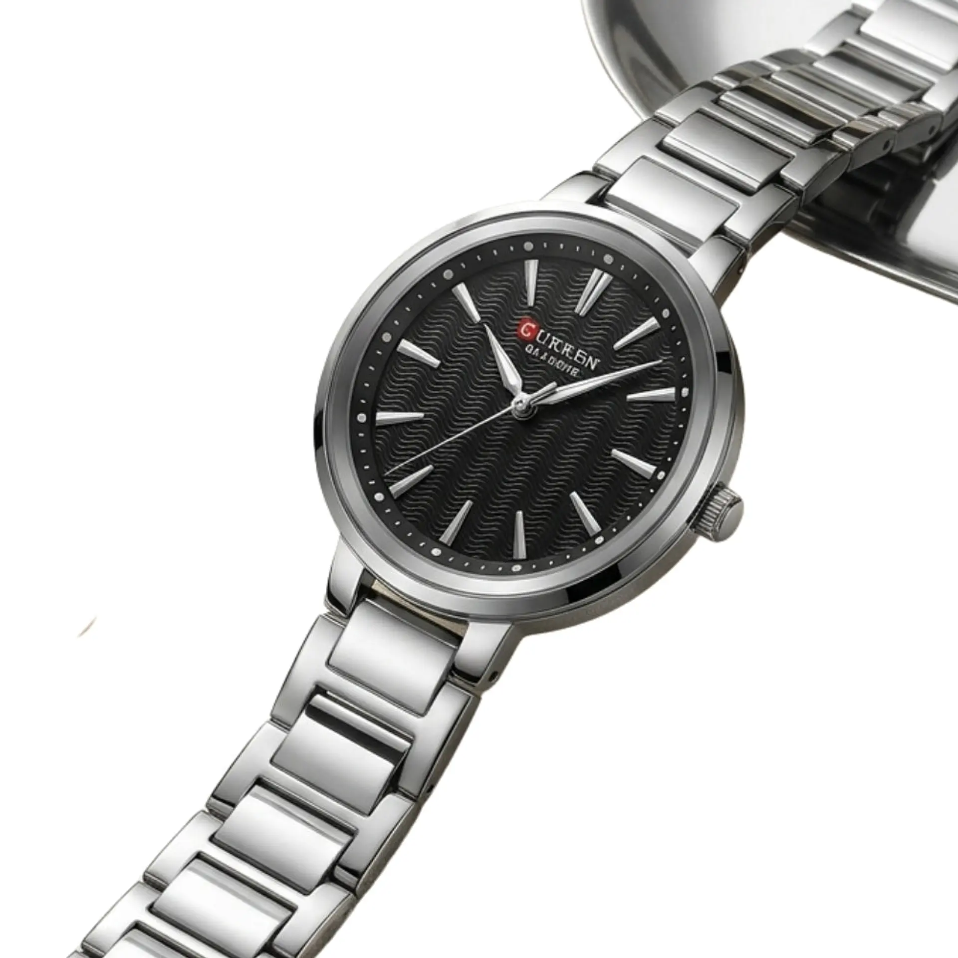 Reloj Analogo Curren KREE3801 para Mujer en Acero Color Plateado - Negro 4
