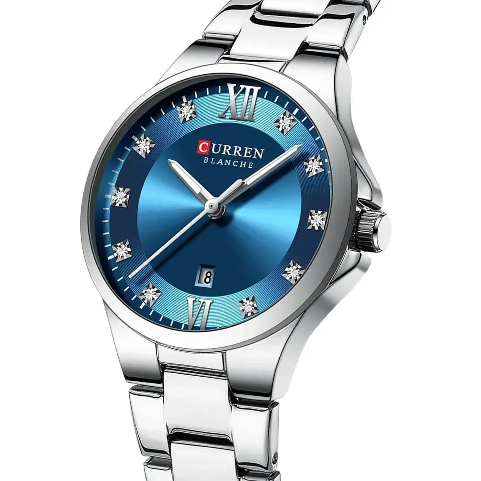Reloj Analogo Curren KREE3302 para Hombre en Acero Color Plateado - Azul 3