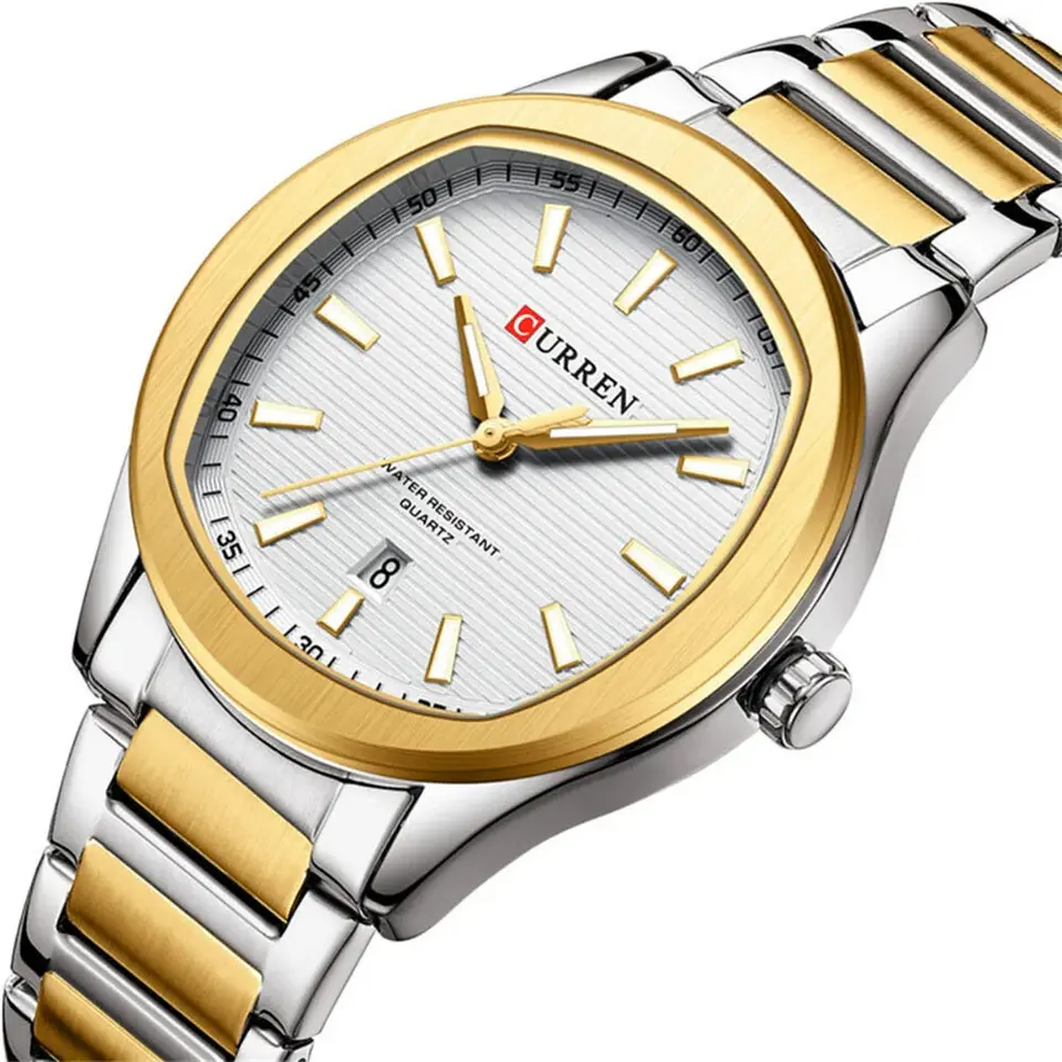 Reloj Analogo Curren KREE4103 para Hombre en Acero Color Dorado - Blanco 3
