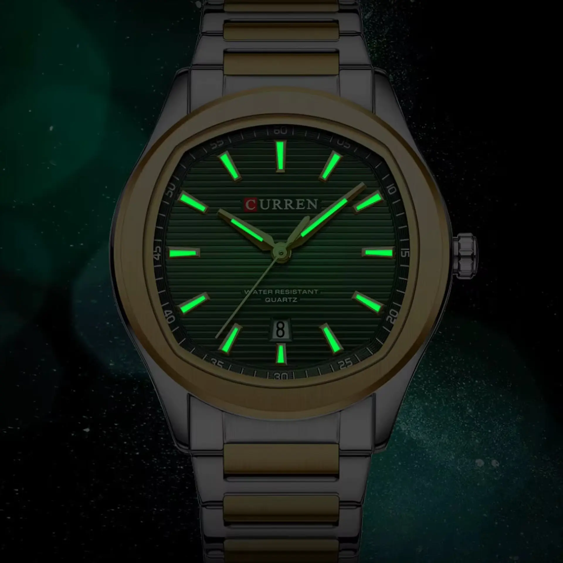 Reloj Analogo Curren KREE4103 para Hombre en Acero Color Dorado - Blanco 4