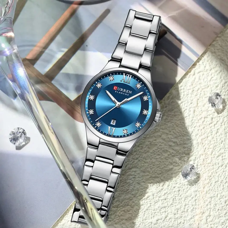 Reloj Analogo Curren KREE3302 para Hombre en Acero Color Plateado - Azul 5