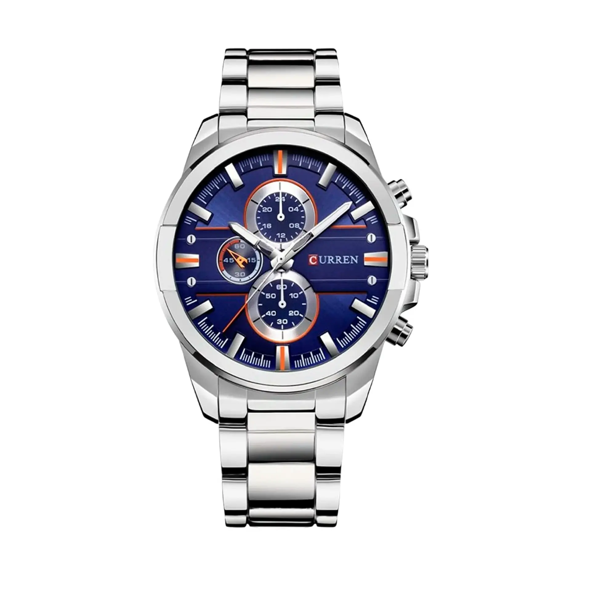 Reloj Analogo Curren KREB491903 8274 para Hombre en Acero Color Plateado y Azul 1