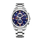 Reloj Analogo Curren KREB491903 8274 para Hombre en Acero Color Plateado y Azul - Miniatura 1