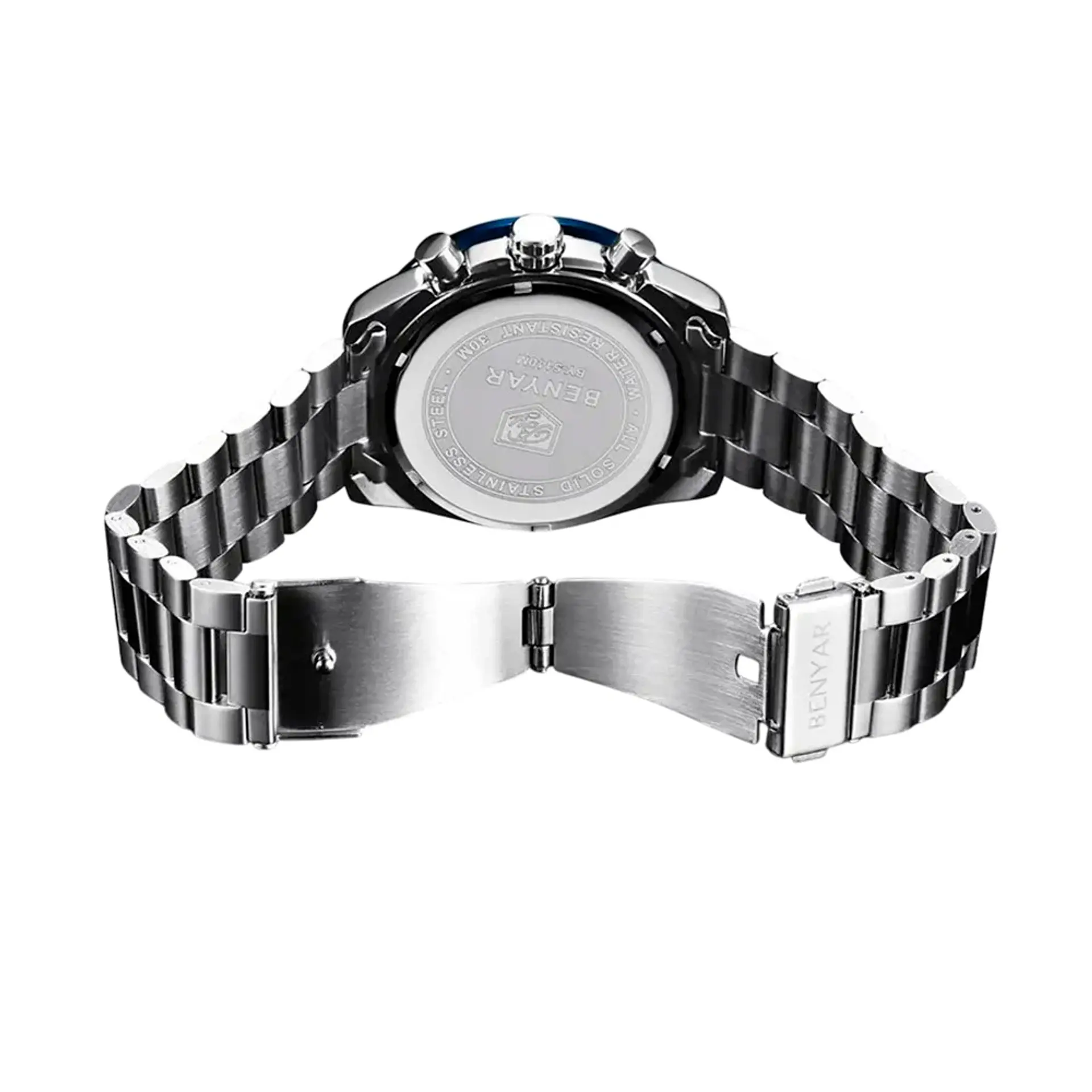 Reloj Analogo Curren KREB491903 8274 para Hombre en Acero Color Plateado y Azul 2