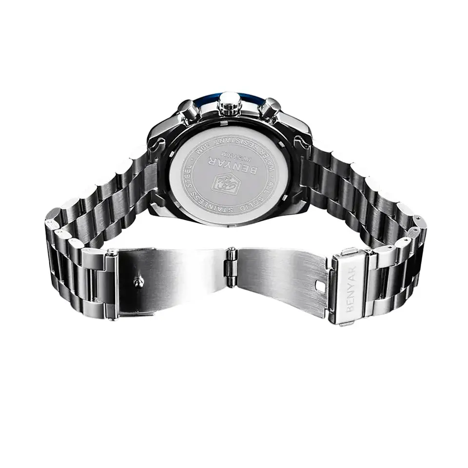 Reloj Analogo Curren KREB491903 8274 para Hombre en Acero Color Plateado y Azul 2