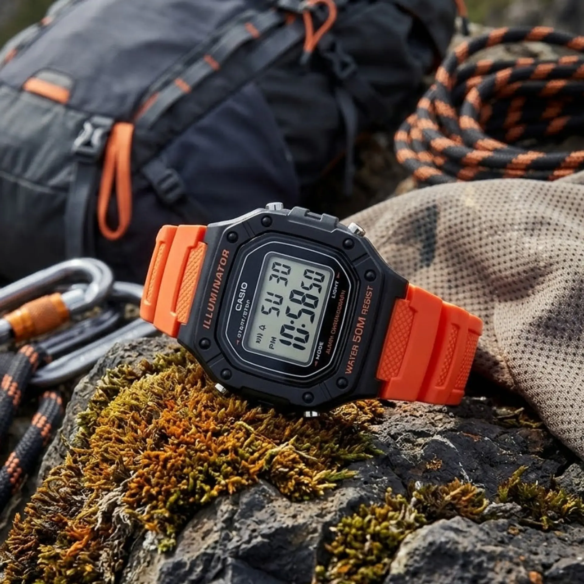 Reloj Digital Casio W_218H_4B2V Unisex en Resina Color Naranja 5