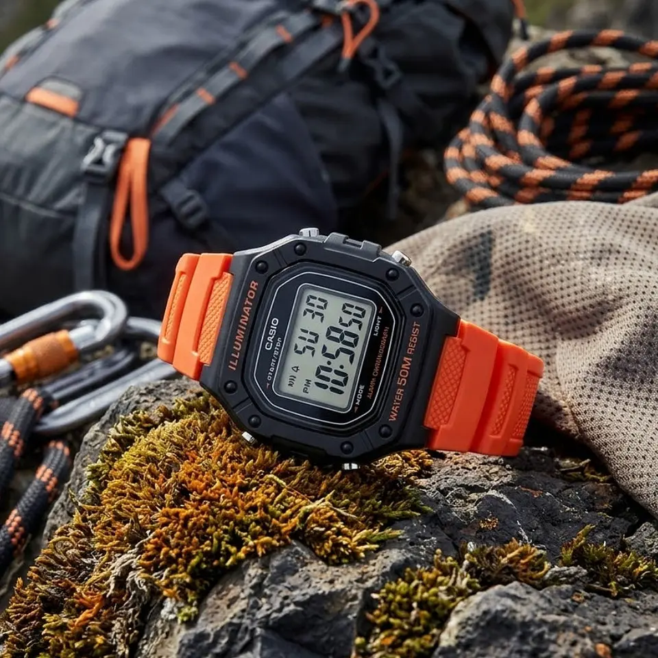 Reloj Digital Casio W_218H_4B2V Unisex en Resina Color Naranja 5