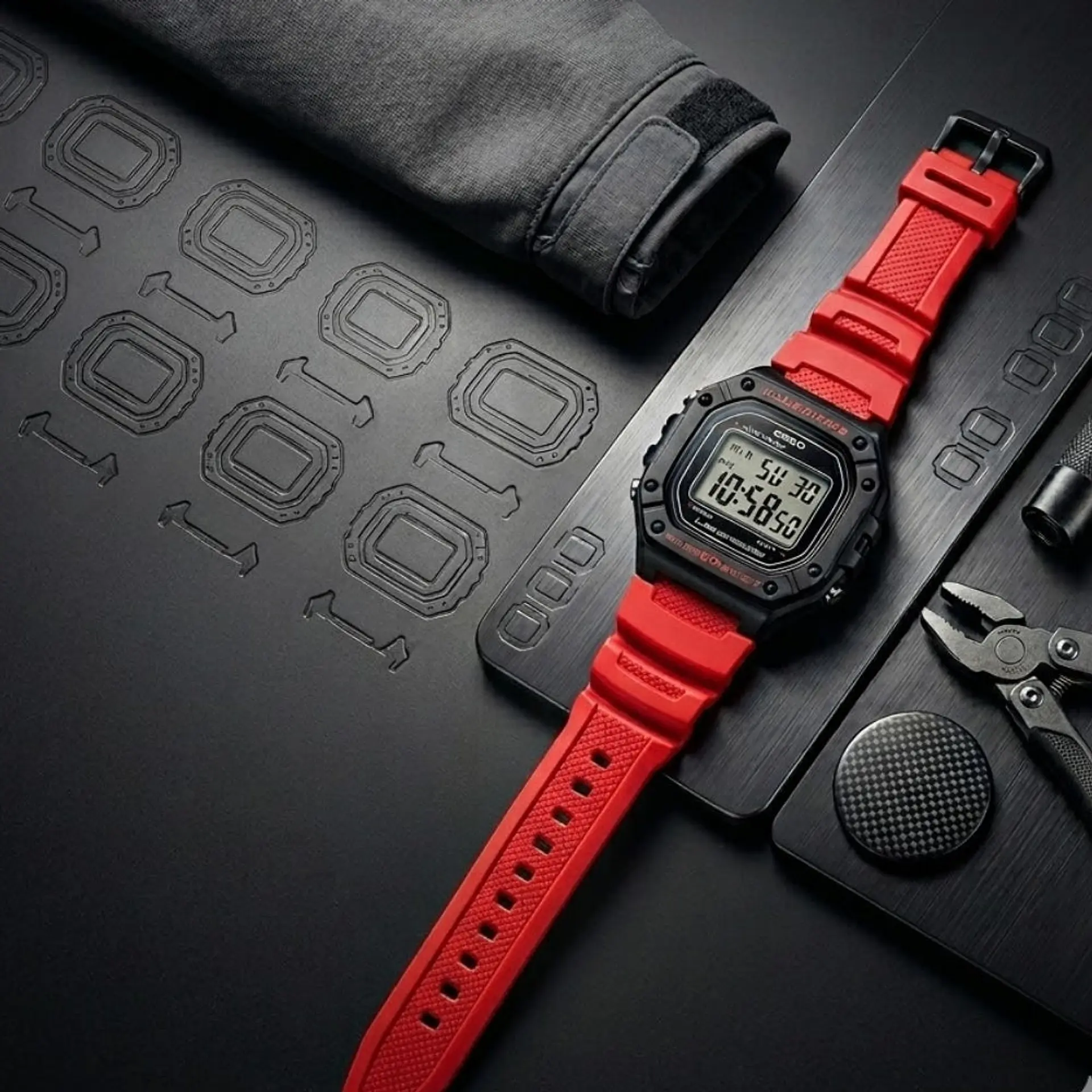 Reloj Digital Casio W_218H_4BV para Hombre en Resina Color Rojo 5