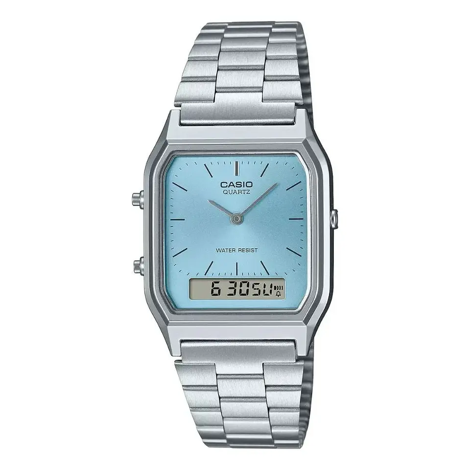 Reloj Digital - Analogo Casio AQ-230A-2A1 Unisex en Acero Color Plateado 1
