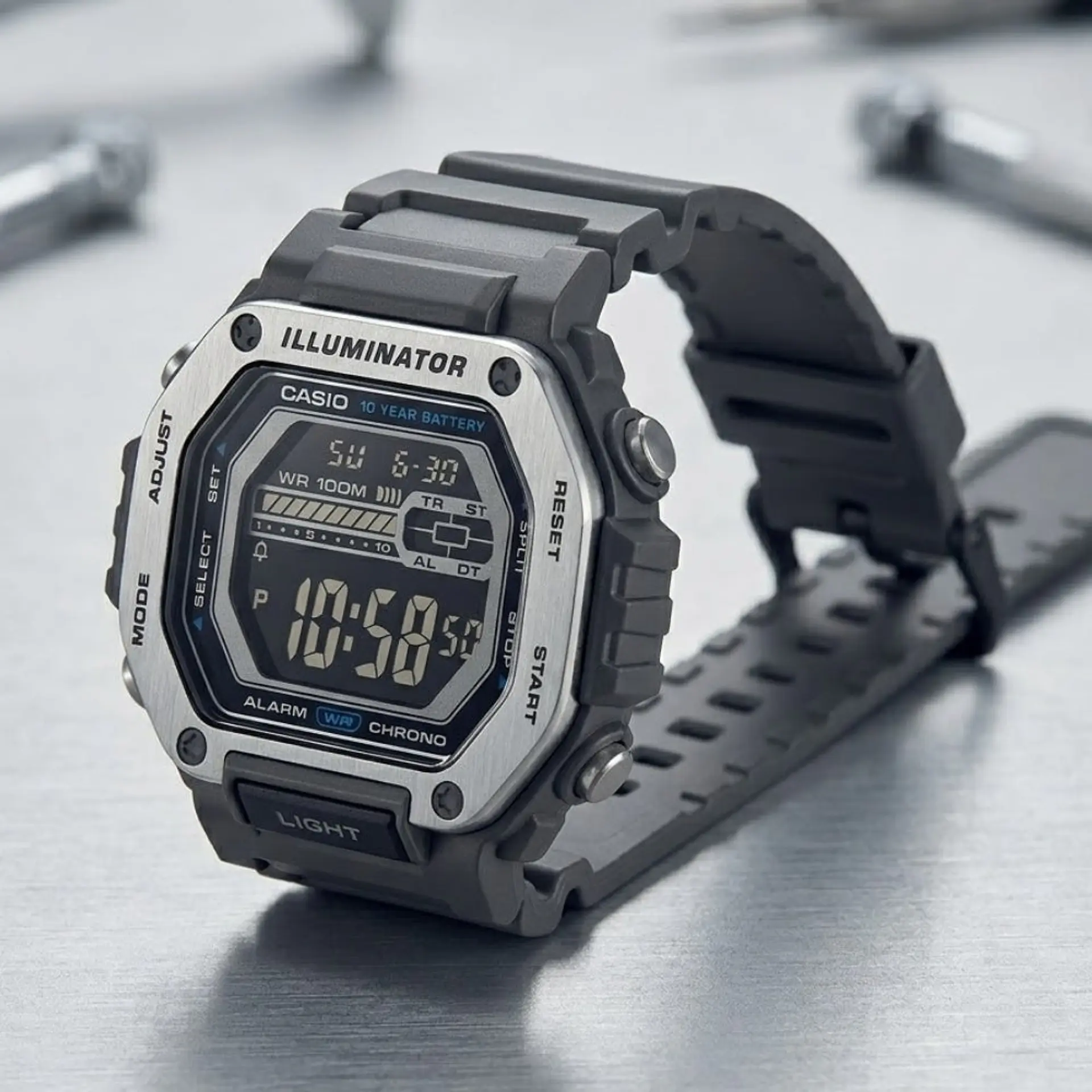 Reloj Digital Casio MWD-110H-8BVDF Para Hombre en Resina Color Negro 5