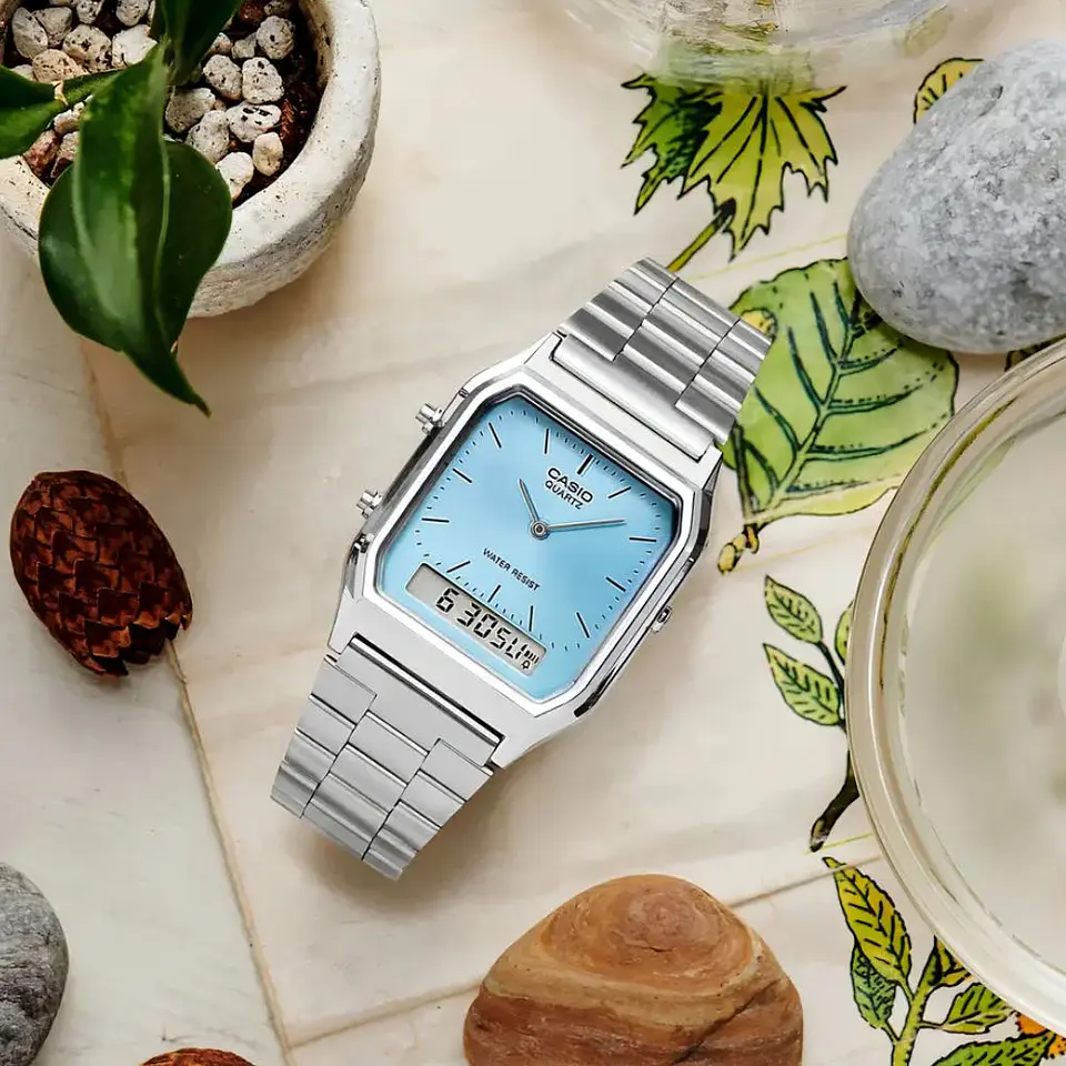 Reloj Digital - Analogo Casio AQ-230A-2A1 Unisex en Acero Color Plateado 5