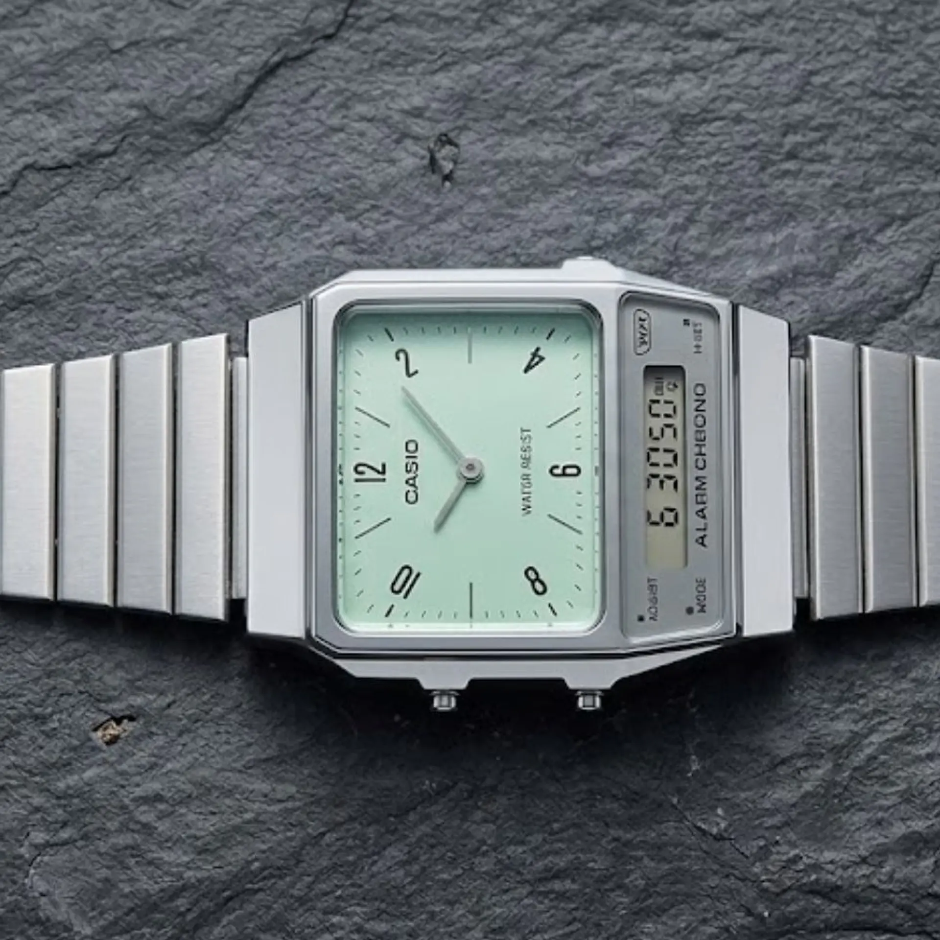 Reloj Digital - Analogo Casio AQ-800E-3ADF Para Hombre en Acero Color Plateado 5