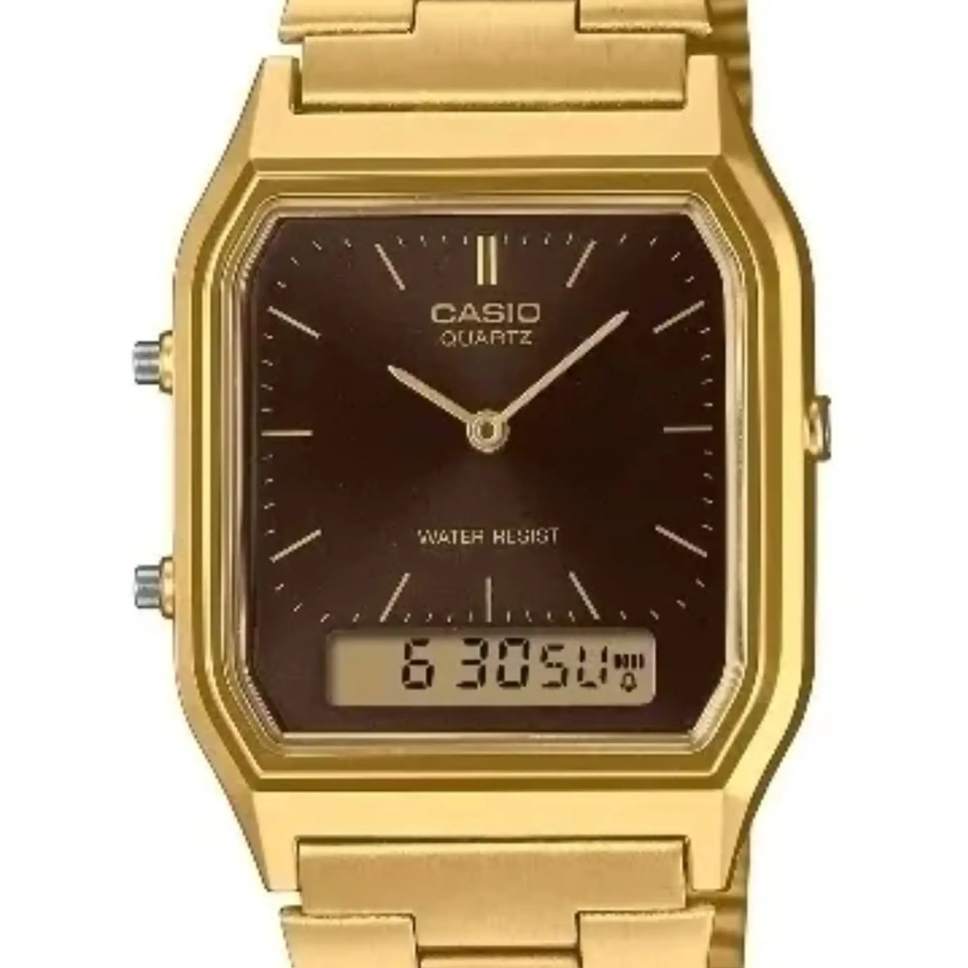 Reloj Digital - Analogo Casio AQ-230GA-5AMQYDF Unisex en Acero Color Dorado 4