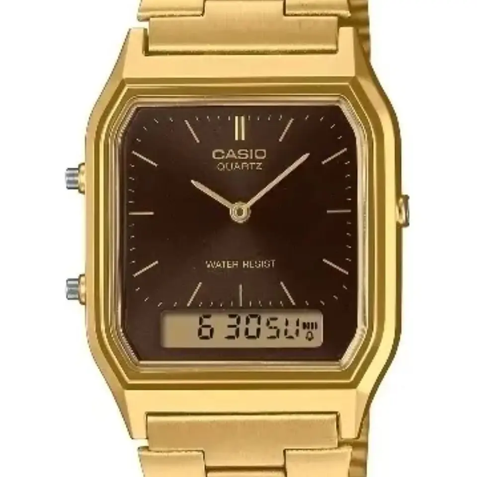 Reloj Digital - Analogo Casio AQ-230GA-5AMQYDF Unisex en Acero Color Dorado 4