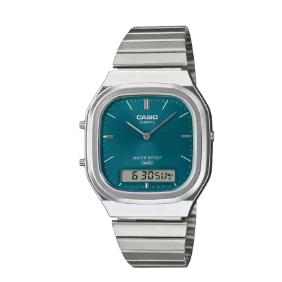 Reloj Digital - Analogo Casio AQ-240E-3ADF Unisex en Acero Color Plateado 1