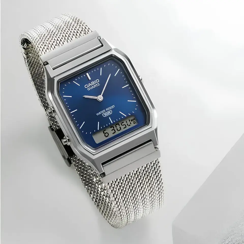 Reloj Digital - Analogo Casio AQ-230EGG-3ADF Para Hombre en Acero Color Plateado 5