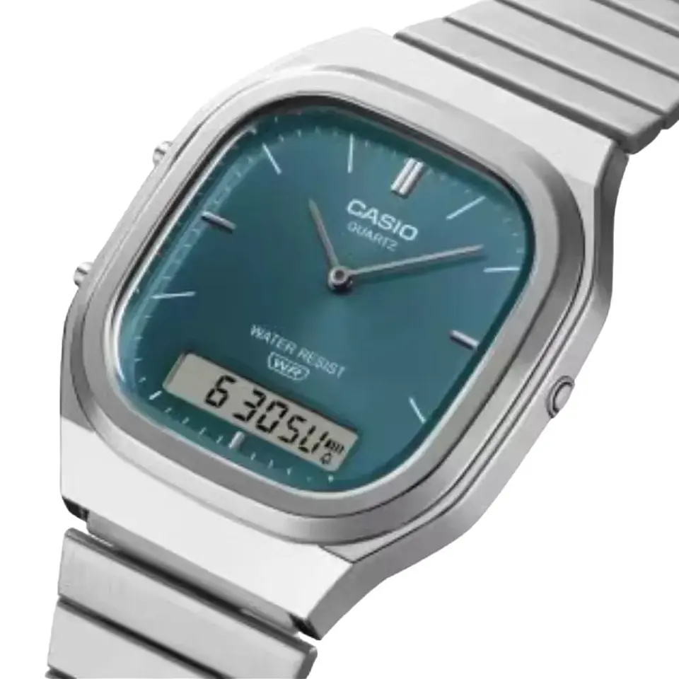 Reloj Digital - Analogo Casio AQ-240E-3ADF Unisex en Acero Color Plateado 4