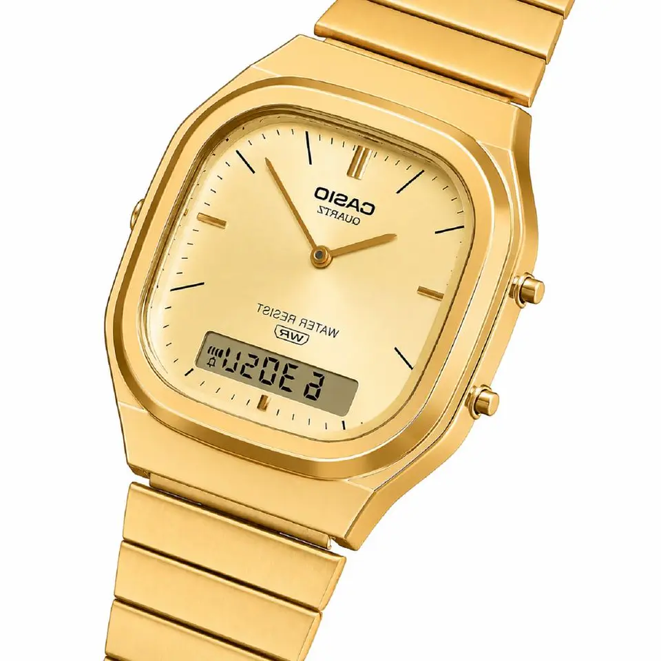 Reloj Digital - Analogo Casio AQ-240EG-9ADF Unisex en Acero Color Dorado 4