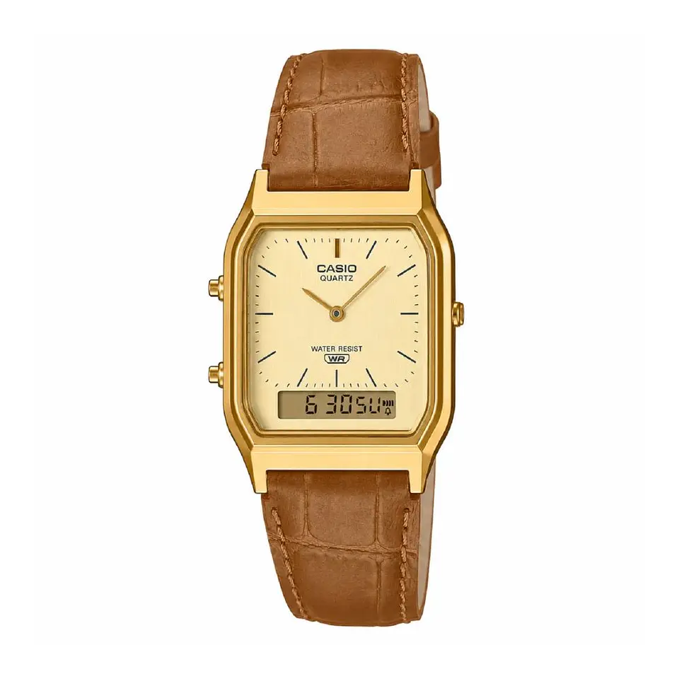 Reloj Digital - Analogo Casio AQ-230EGL-9ADF Para Hombre en Cuero Color Marron 1