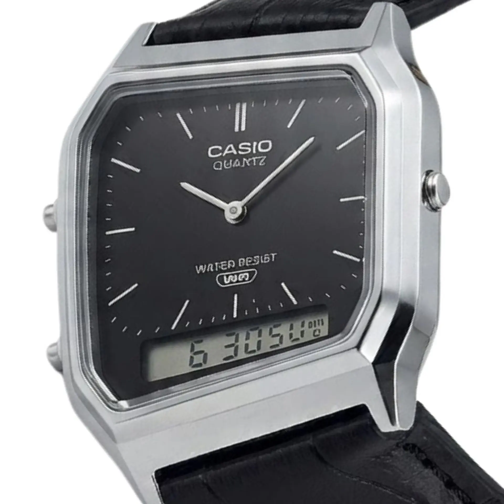 Reloj Digital - Analogo Casio AQ-230EL-1ADF Para Hombre en Acero Color Negro 4
