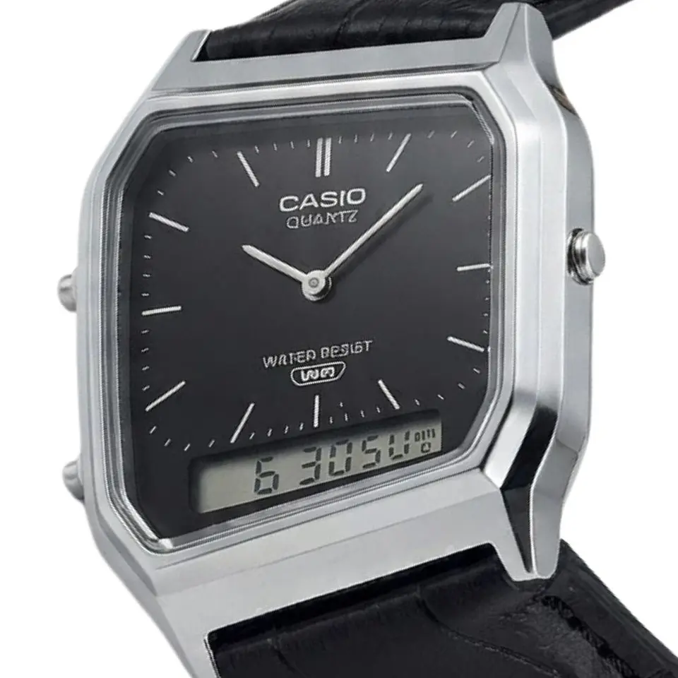 Reloj Digital - Analogo Casio AQ-230EL-1ADF Para Hombre en Acero Color Negro 4