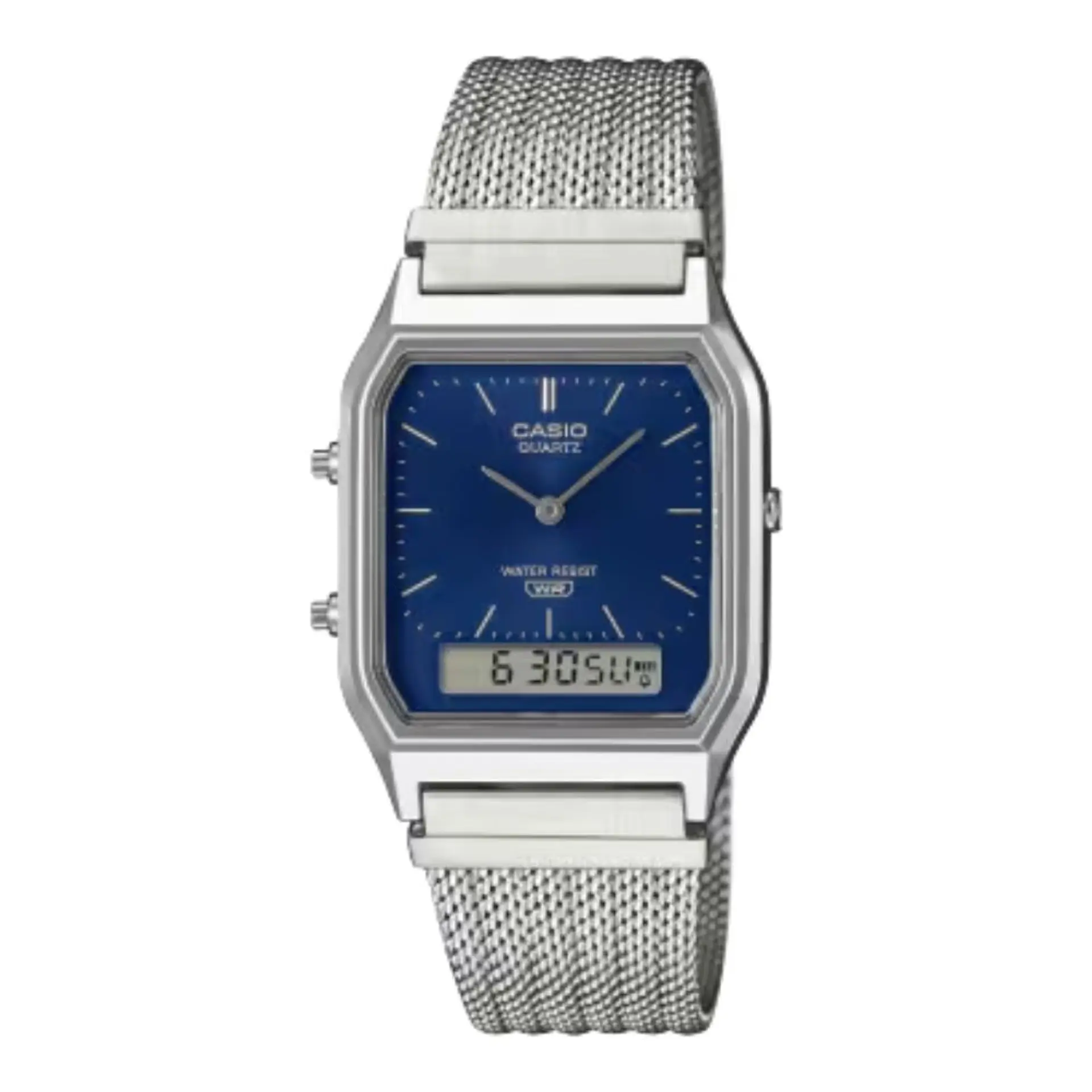 Reloj Digital - Analogo Casio AQ-230EM-2ADF Para Hombre en Acero Color Plateado 1