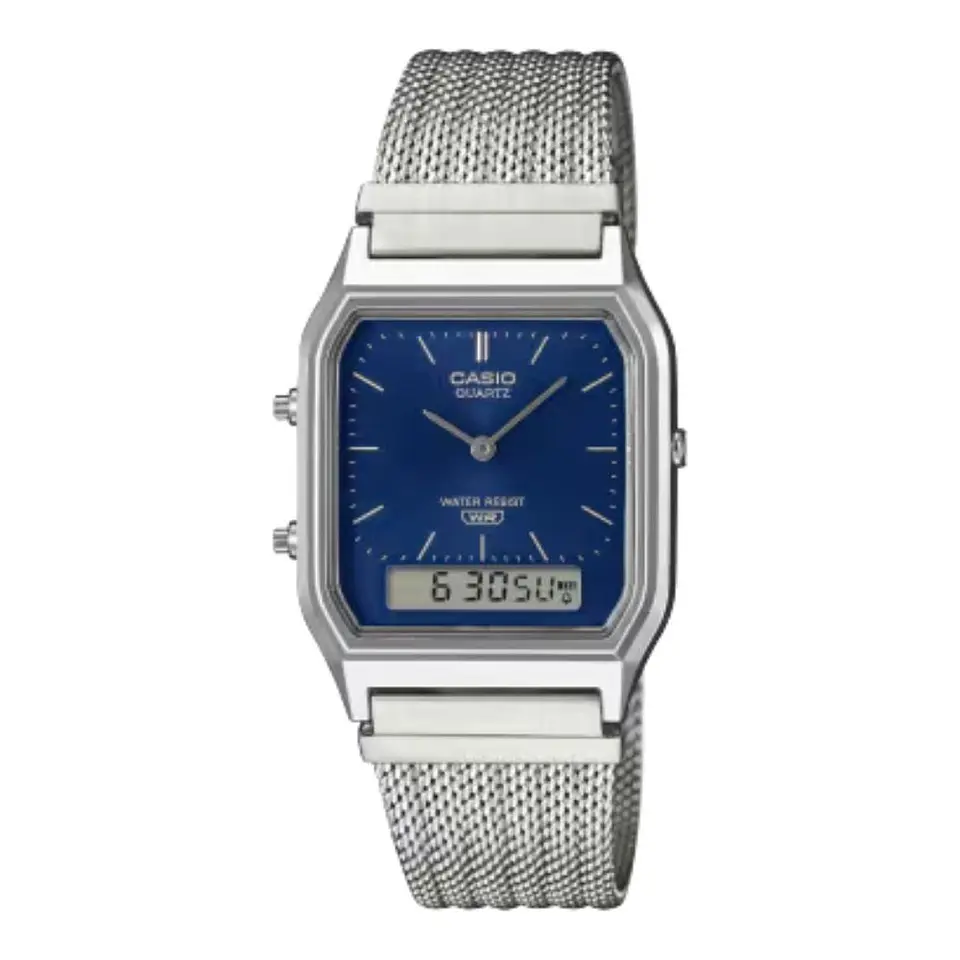Reloj Digital - Analogo Casio AQ-230EM-2ADF Para Hombre en Acero Color Plateado 1