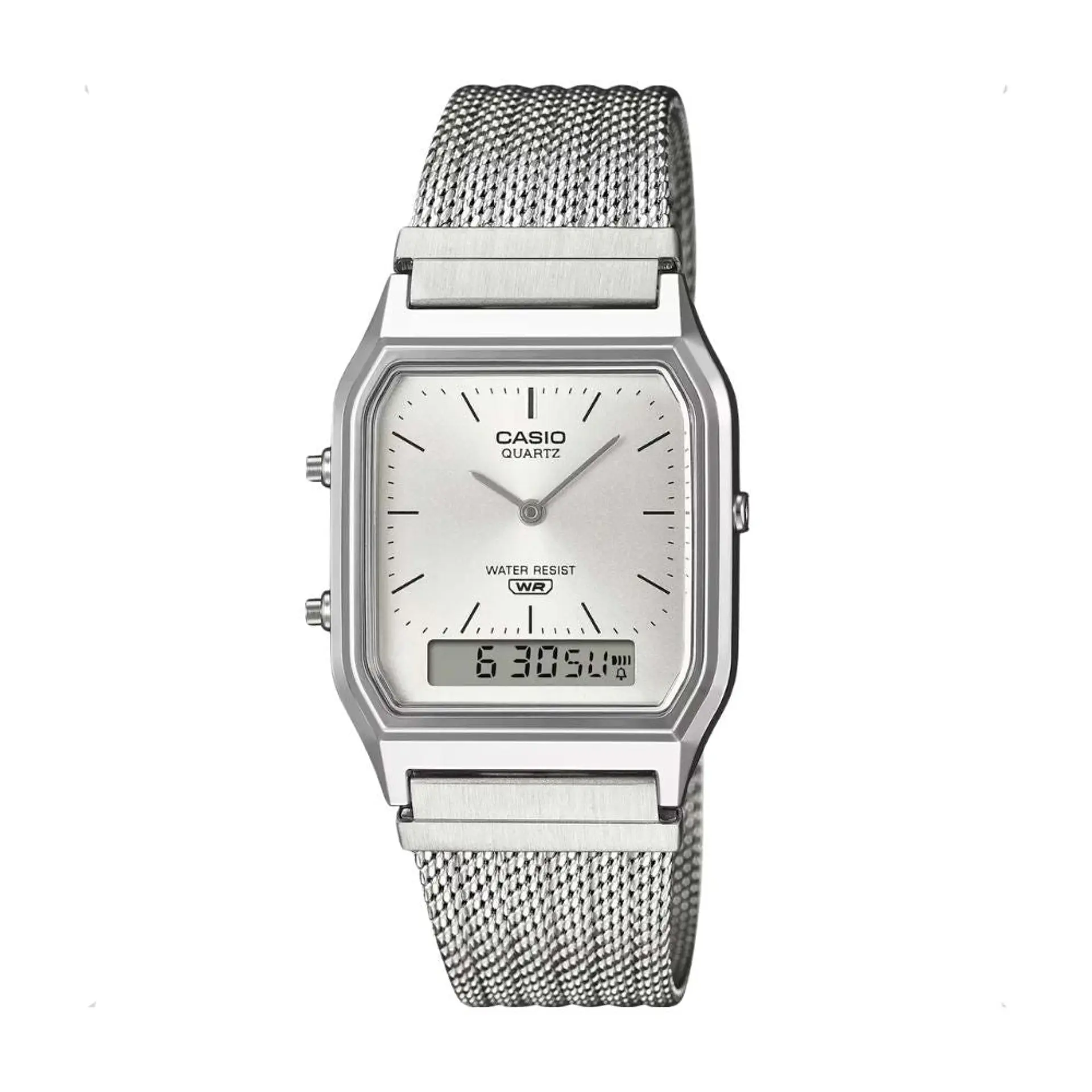 Reloj Digital - Analogo Casio AQ-230EM-7ADF Para Hombre en Acero Color Plateado 1