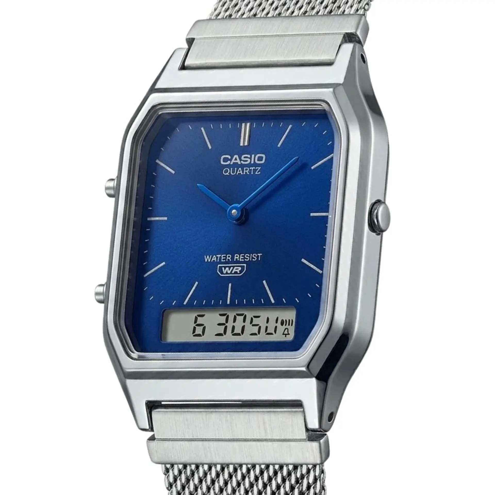 Reloj Digital - Analogo Casio AQ-230EM-2ADF Para Hombre en Acero Color Plateado 4