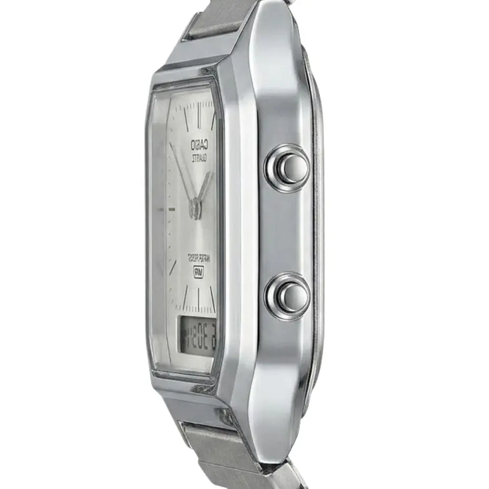 Reloj Digital - Analogo Casio AQ-230EM-7ADF Para Hombre en Acero Color Plateado 3