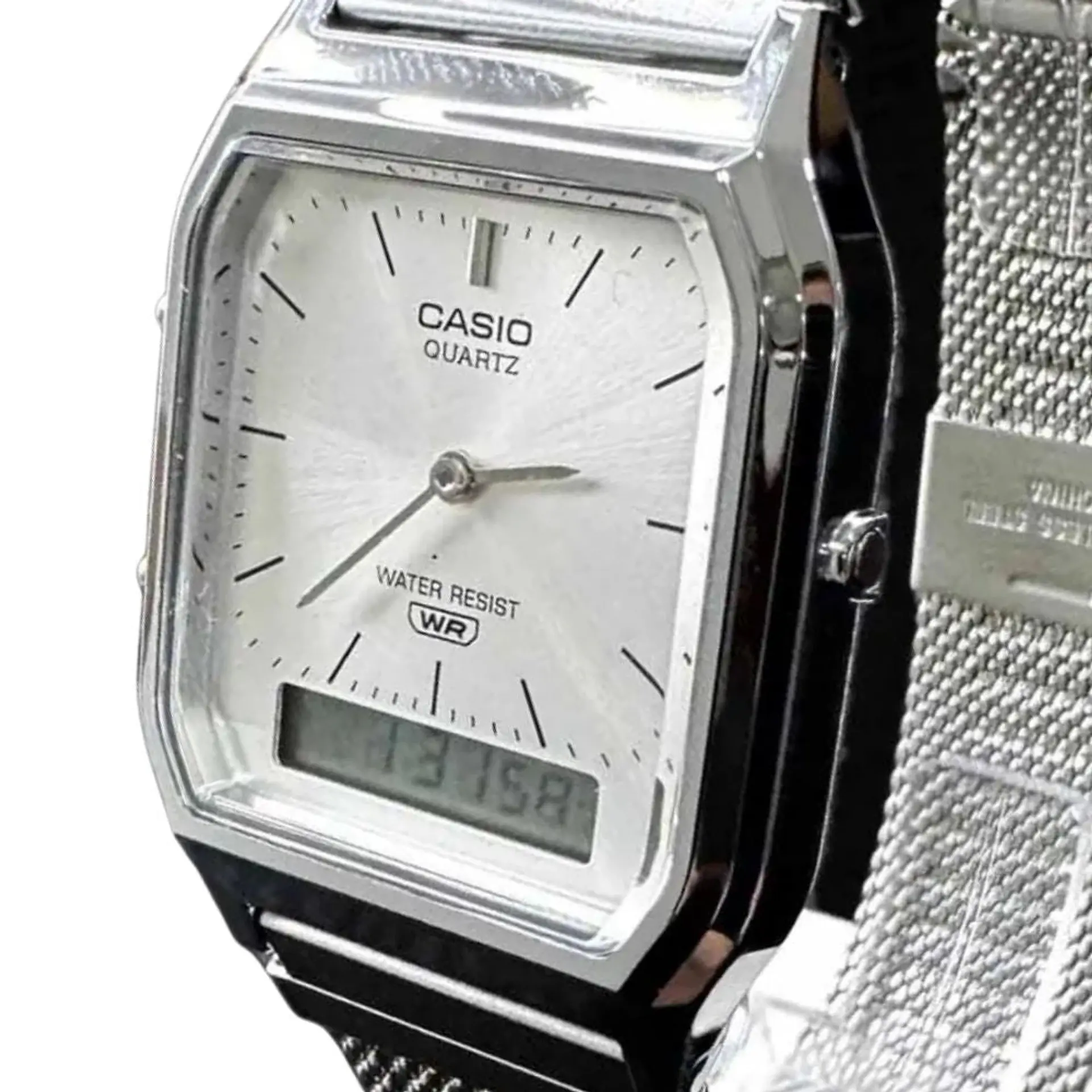 Reloj Digital - Analogo Casio AQ-230EM-7ADF Para Hombre en Acero Color Plateado 4