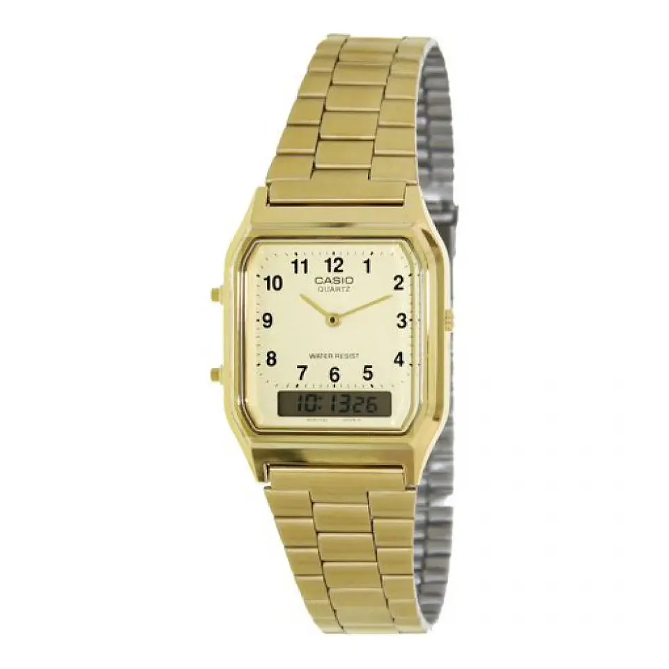 Reloj Digital - Analogo Casio AQ_230GA_9B Para Hombre en Acero Color Dorado 1