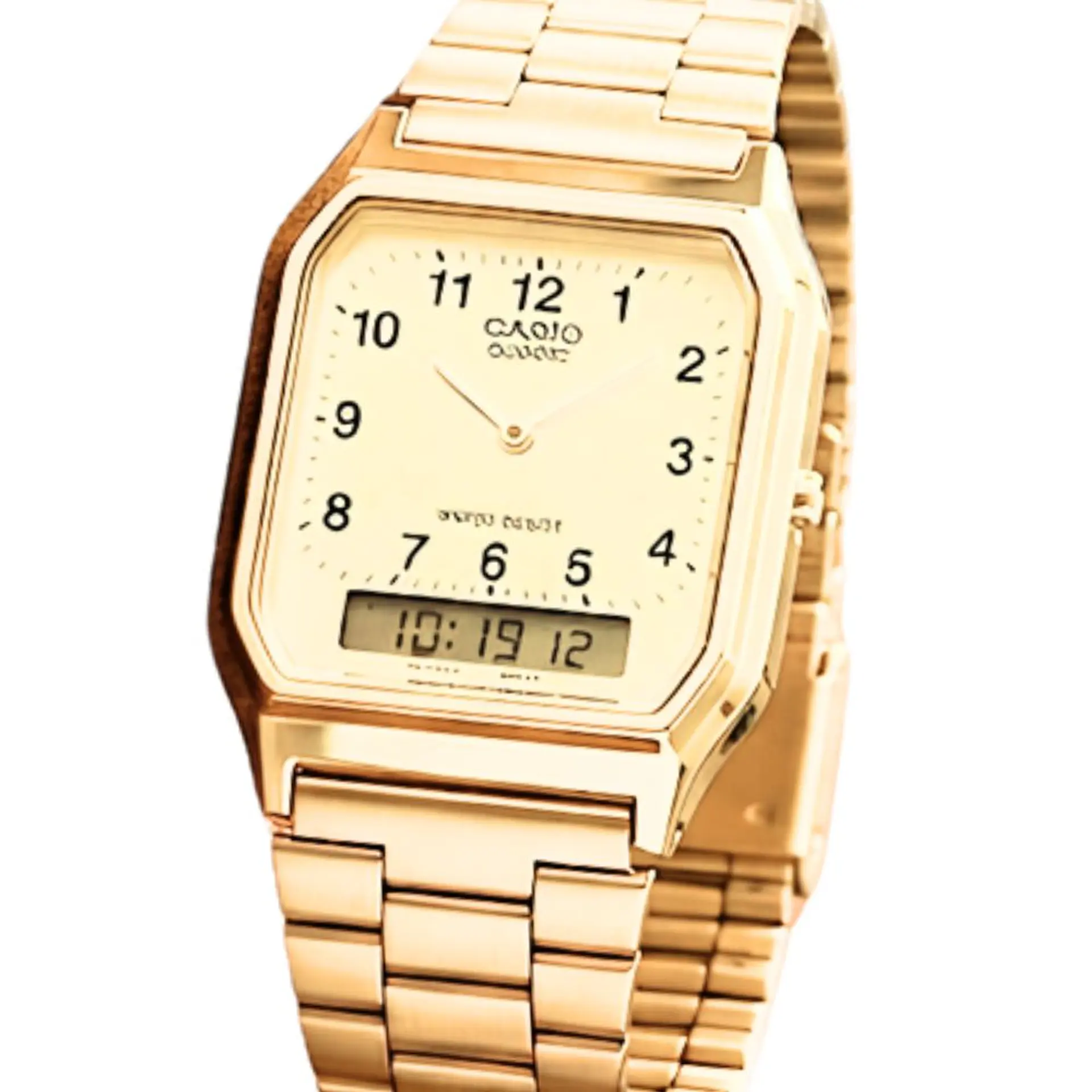 Reloj Digital - Analogo Casio AQ_230GA_9B Para Hombre en Acero Color Dorado 4